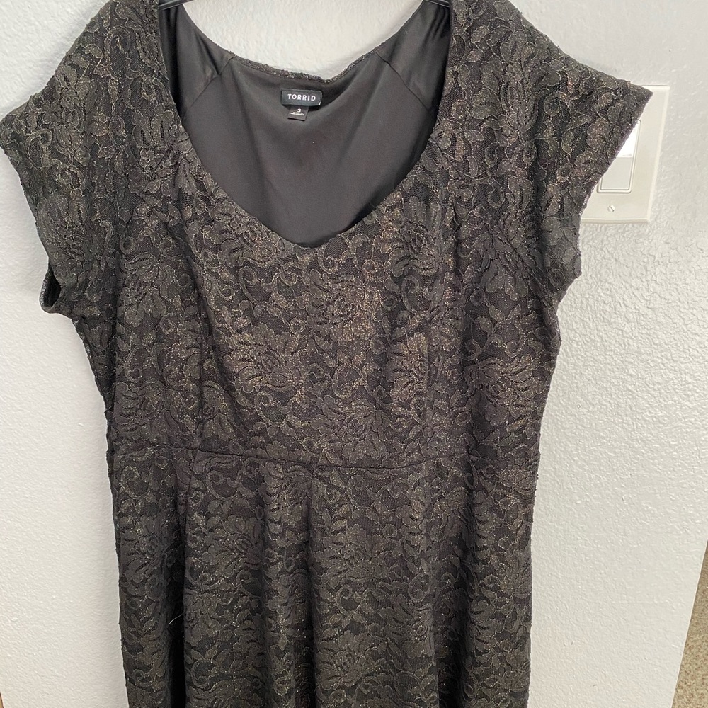 Torrid black and gold lace dress
